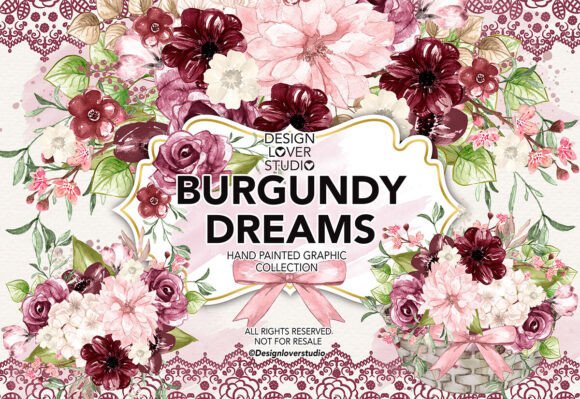 Download Watercolor BURGUNDY DREAMS Design, Sprin - Watercolor Collection