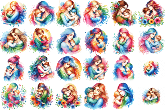 Download 22 Watercolor Mothers Day Clipart Bundle - Watercolor Collection