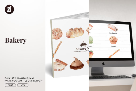 Download Bakery Set1 Watercolor Illustration - Watercolor Collection