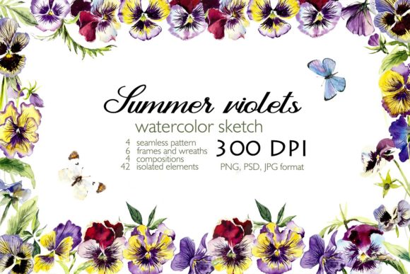 Download Watercolor Set Blooming Violets - Watercolor Collection