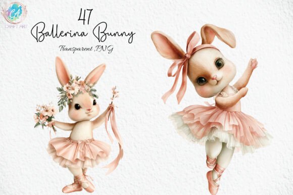 Download Watercolor Ballerina Bunny Clipart PNG - Watercolor Collection