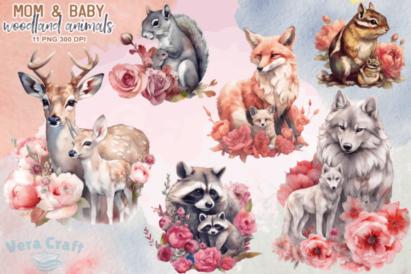 Download Mom &amp; Baby Woodland Animals Clipart - Animals Collection
