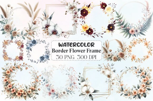 Download Floral Border Watercolor Flower Frame - Watercolor Collection