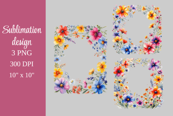 Download Watercolor Flower Border Clipart Set PNG - Watercolor Collection