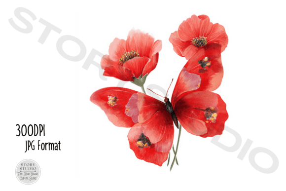 Download Poppy Butterfly Watercolor Clipart - Watercolor Collection