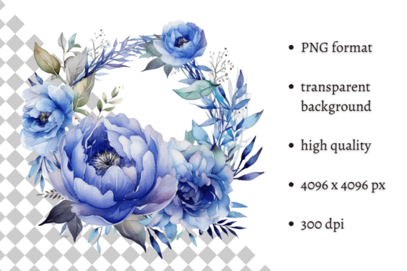 Download Watercolor Blue Peonies PNG Clipart - Watercolor Collection