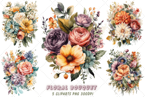 Download Watercolor White Floral Bouquet Clipart - Watercolor Collection