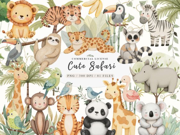 Download Watercolor Cute Boho Baby Safari Animals - Animals Collection