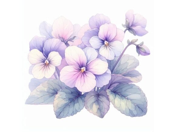 Download 🌸 Gentle Watercolor Violets in Pale Spr - Watercolor Collection