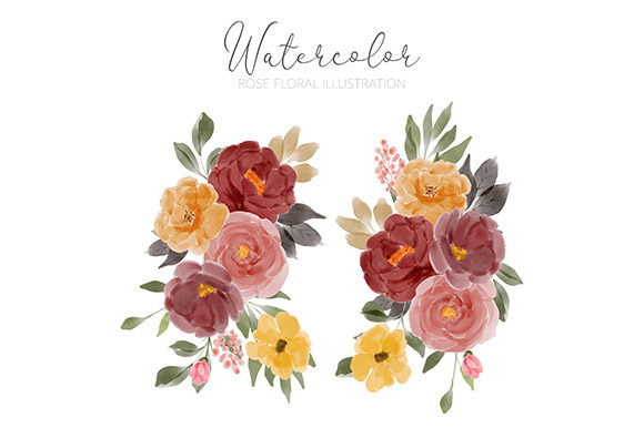 Download Watercolor Rose Flower Arrangement Set - Watercolor Collection