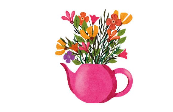 Download Floral Teapot with Spring Flowers, Watercolor - Watercolor Collection