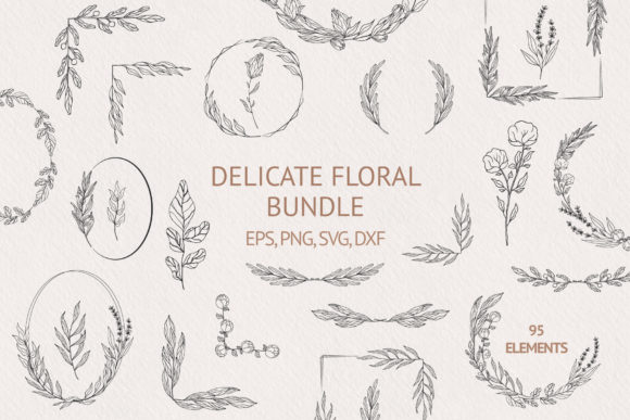Download Hand Drawn Delicate Floral Bundle - Floral bundle Collection