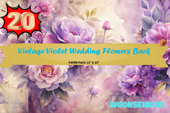 Download Beautiful Vintage Violet Wedding Flowers Background Watercolor Png Kdp Digital Paper - Watercolor Collection
