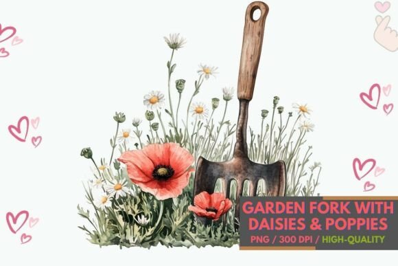 Download Garden Fork with Daisies &amp; Poppies - Daisies Collection