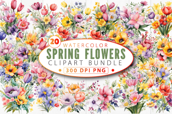 Download Spring Flowers Watercolor Clipart Bundle - Watercolor Collection