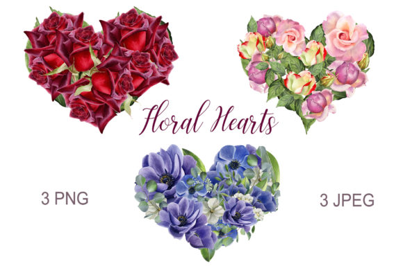 Download Floral Hearts. Watercolor Flower Clipart - Watercolor Collection
