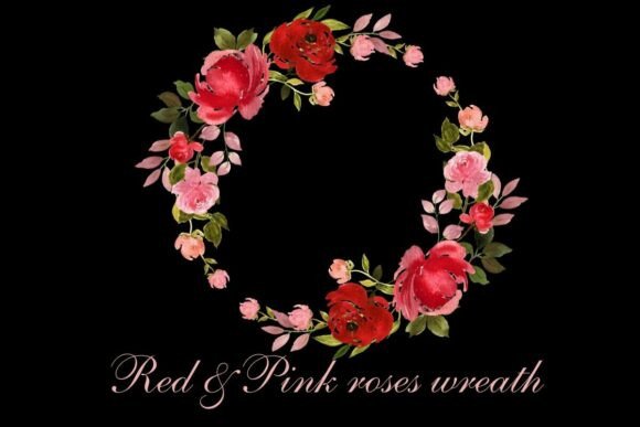 Download Red &amp; Pink Rose Watercolor Floral Wreath - Watercolor Collection