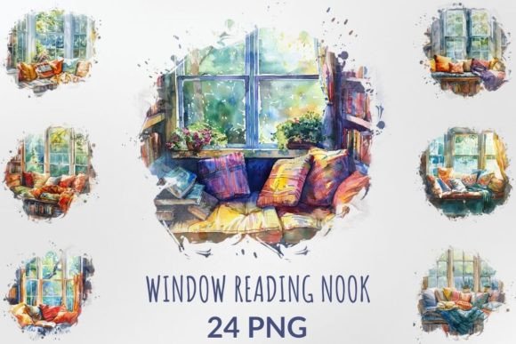 Download Watercolor Window Reading Nook Clipart - Watercolor Collection
