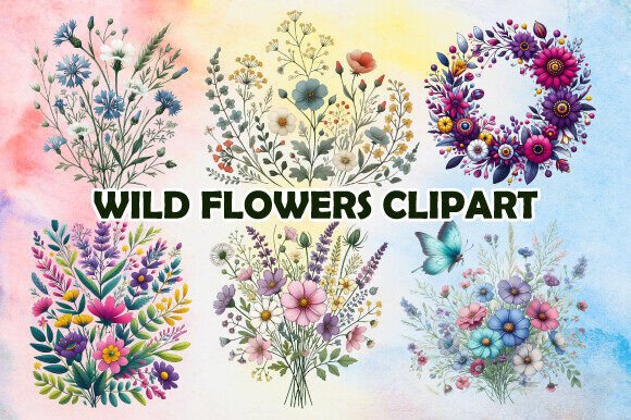 Download Whimsical Wildflowers Watercolor Clipart - Watercolor Collection