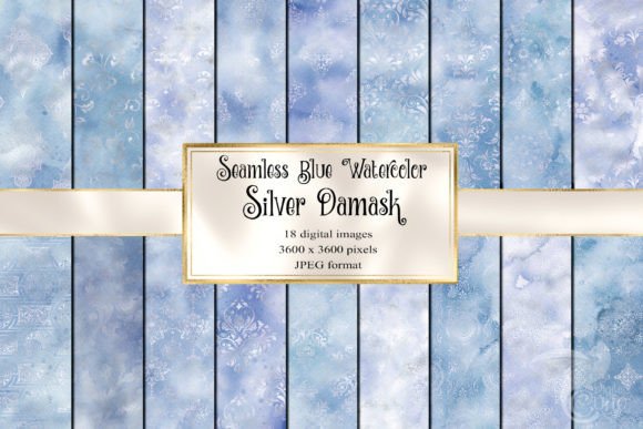 Download Blue and Silver Watercolor Damask - Watercolor Collection