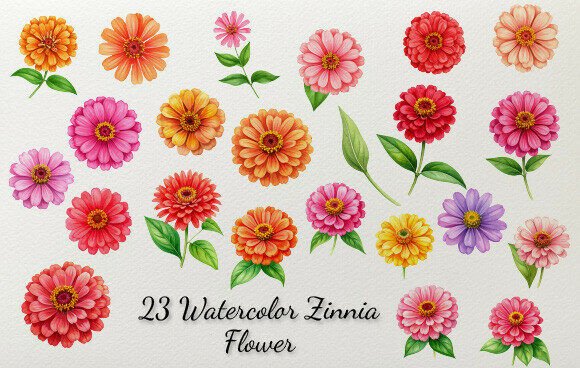 Download 23 Watercolor Zinnia Flower - Watercolor Collection