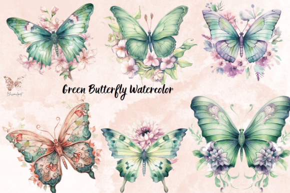 Download Green Butterfly Watercolor Cliparts - Watercolor Collection