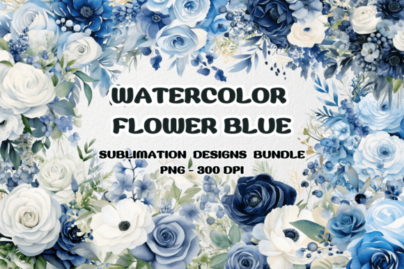 Download Watercolor Blue Flower Bouquet Clipart - Watercolor Collection