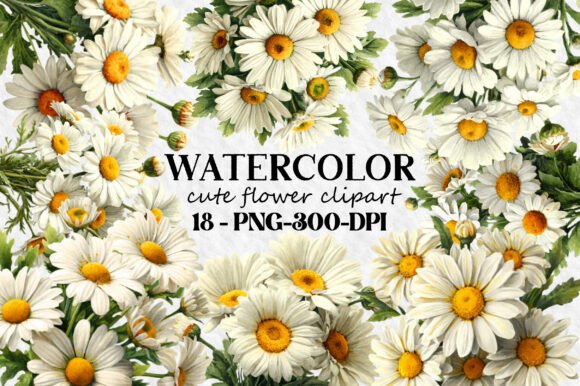 Download Watercolor Cute Flower Clipart Bundle - Watercolor Collection